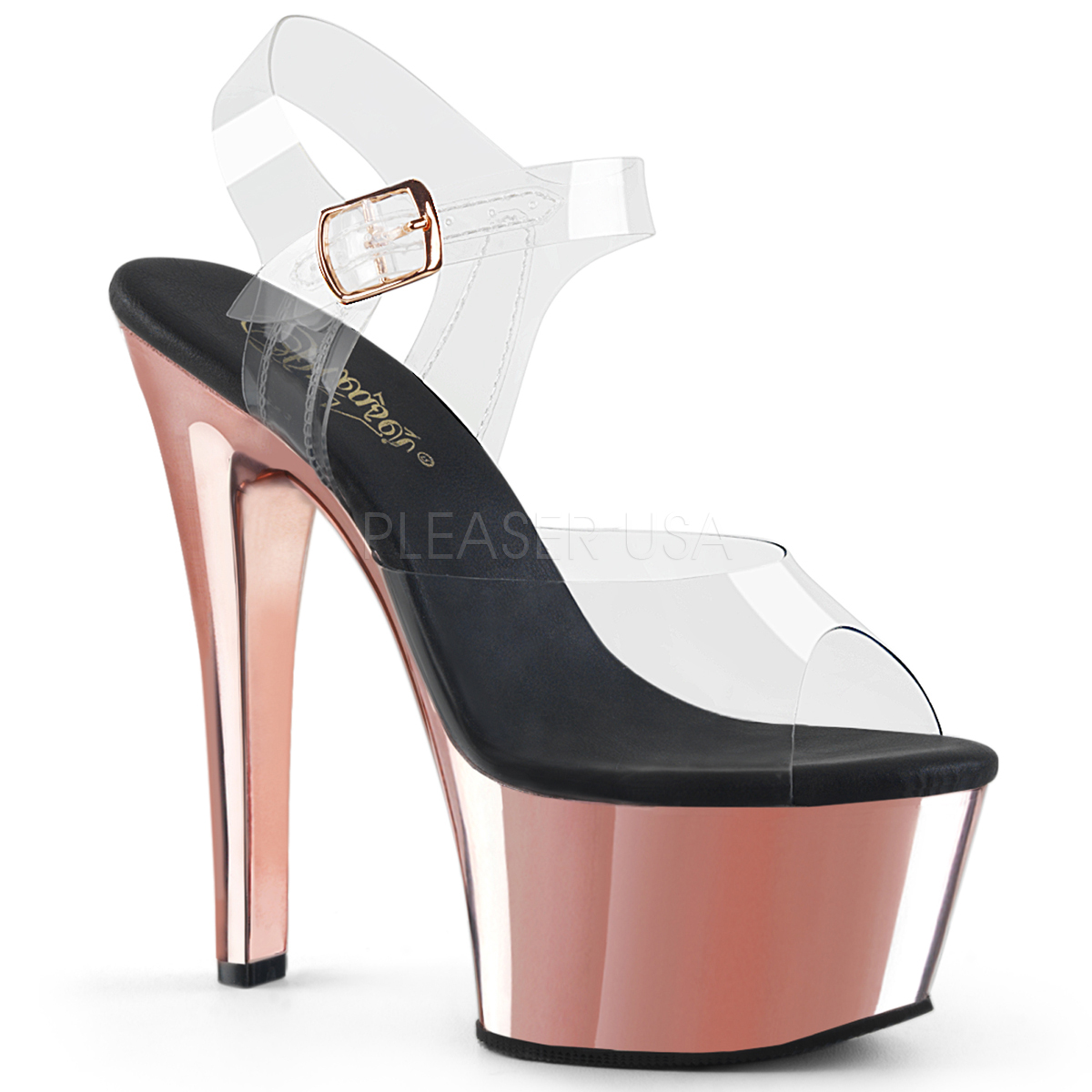 PLEASER KISS-209 SILVER CLEAR PLATFORM POLE DANCING STILETTO SANDALS SHOES